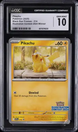2025 POKEMON SVP EN-SV BLACK STAR PROMO #214 PIKACHU CGC 10 GEM MINT - Image 1