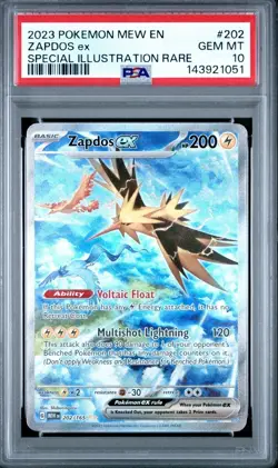 PSA 10 GEM MINT Pokemon 151 SV Zapdos Ex 202/165 SIR Illustration Rare - Image 1