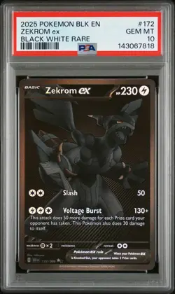 2025 POKEMON BLK EN-BLACK BOLT BLACK WHITE RARE #172 ZEKROM EX PSA 10 - Image 1