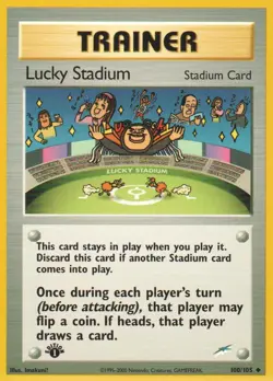 1x Lucky Stadium - 100/105 - Uncommon - 1st Edition Neo Destiny Pokemon Near Min - Image 1