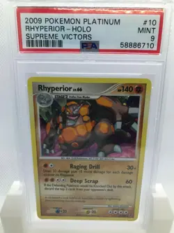 PSA 9 MINT Platinum Supreme Victors Holo Rhyperior #10 Pokemon Card LOW POP - Image 1