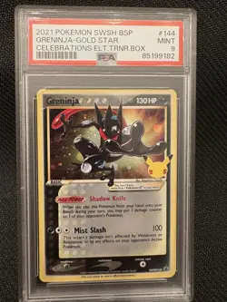 PSA 9 Greninja Gold Star Promo SWSH144 Celebrations ETB Pokemon Card – Mint - Image 1