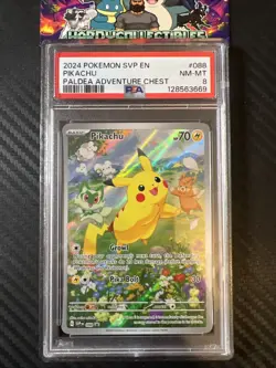 Pokemon Card - Pikachu SVP 088 IR Promo Paldea Adventure Chest - PSA 8 - Image 1