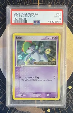 2004 POKEMON EX EMERALD #61 RALTS REV FOIL REVERSE HOLO PSA 9 - Image 1