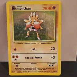 Hitmonchan - Holographic Rare Base Set WOTC Pokemon Card - 7/102 ships fast - Image 1