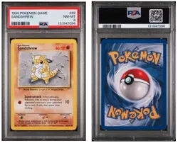 Sandshrew #62 1999 Pokemon Base Set Fighting PSA 8 NM-MT - Image 1
