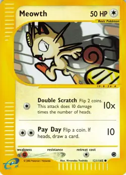 Meowth - Reverse Holo - 121/165 Expedition Base Set - Pokemon TCG - 2002 - Image 1