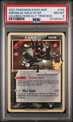 Greninja-Gold Star 144 - Pokemon Swsh Black Star Promo Celebrations Elt.Trnr.Box - Image 1