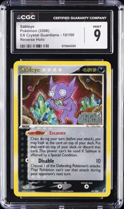 2006 POKEMON EX CRYSTAL GUARDIANS REVERSE HOLO #10 SABLEYE CGC 9 - Image 1