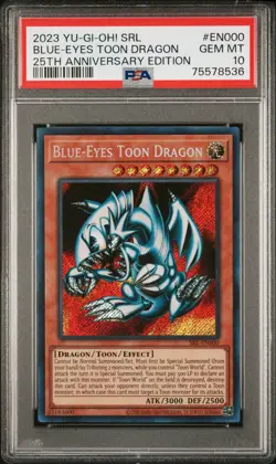 Yu-Gi-Oh 2023 - Blue-Eyes Toon Dragon - PSA 10 - Secret Rare SRL-EN000 - 25th - Image 1