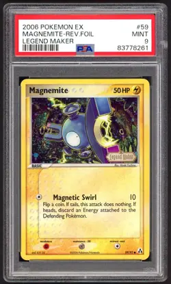 Pokemon Cards - PSA 9 Magnemite 59/92 - EX Legend Maker Reverse Holo - MINT PSA9 - Image 1