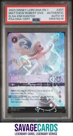2023 Disney Lorcana Enchanted Auto Elsa Matthew Robert DVS PSA Authentic #207 - Image 1