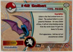1999 Pokemon Topps TV Animation Golbat Silver Holo Foil #42 Black Logo LP - Image 2