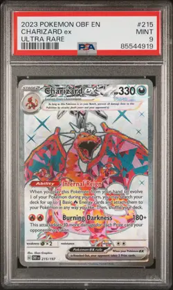 2023 POKEMON OBF EN-OBSIDIAN FLAMES ULTRA RARE #215 CHARIZARD EX PSA 9 - Image 1