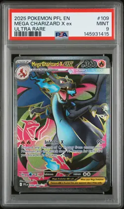 2025 POKEMON PFL EN-PHANTASMAL FLAMES ULTRA RARE #109 MEGA CHARIZARD X EX PSA 9 - Image 1