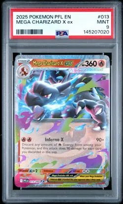 2025 POKEMON PFL EN-PHANTASMAL FLAMES #013 MEGA CHARIZARD X EX PSA 9 - Image 1