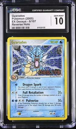 CGC 10 GEM MINT Gyarados 2005 EX Deoxys 8/107 Reverse Holo Stamped Pokemon Card - Image 1