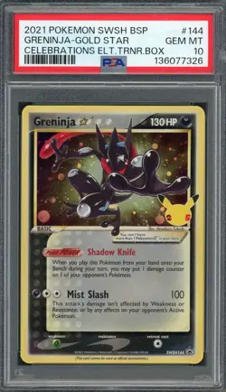 PSA 10 Greninja Gold Star (Promo) Celebrations ETB SWSH144 Holo Pokemon Card B13 - Image 1