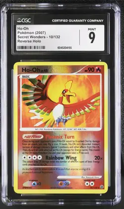CGC 9 MINT Ho-Oh 2007 Secret Wonders 10/132 Reverse Holo Pokemon Card - Image 1