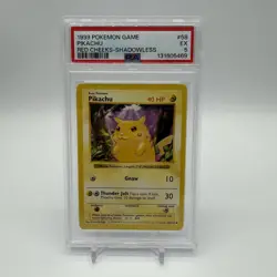 1999 Pokemon Game Base Set Pikachu Red Cheeks Shadowless Card #58 PSA 5 - Image 1