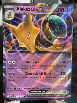 POKEMON ALAKAZAM EX 065/165 DOUBLE RARE HOLOFOIL SCARLET VIOLET 151 NM CARD - Image 1