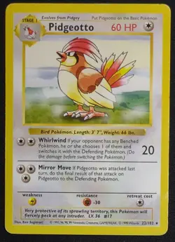 Shadowless Pidgeotto 22/102 Base Set Pokemon Card - Image 1