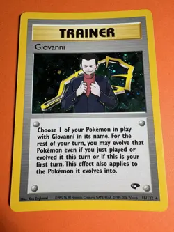 Giovanni Holo 18/132 Gym Challenge Pokemon Trainer Card - Image 1
