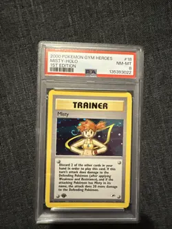 Pokemon TCG Misty 18/132 Gym Heroes Holo Card 1st Edition SWIRL PSA 8 - Image 1