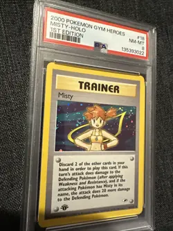 Pokemon TCG Misty 18/132 Gym Heroes Holo Card 1st Edition SWIRL PSA 8 - Image 2
