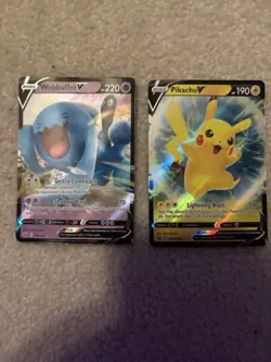 Pokemon Wobbuffet V & Pikachu V Holo V Rule Cards Lot SWSH198 086/202 - Image 1