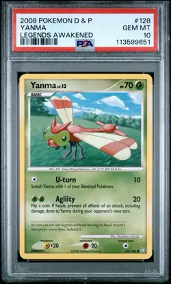 Yanma 128/146 Legends Awakened PSA 10 Gem Mint Pokemon Card POP 1 - Image 1
