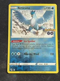POKEMON ARTICUNO 024/078 RARE REVERSE HOLOFOIL POKEMON GO NM CARD - Image 1