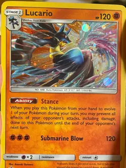 POKEMON LUCARIO SM54 BLACK STAR PROMO COSMOS HOLOFOIL WITH HALF SWIRL NM CARD - Image 1