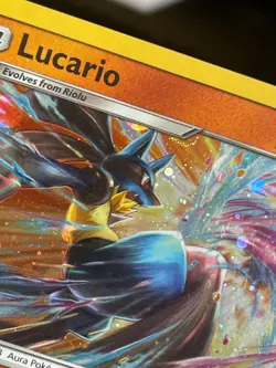 POKEMON LUCARIO SM54 BLACK STAR PROMO COSMOS HOLOFOIL WITH HALF SWIRL NM CARD - Image 4