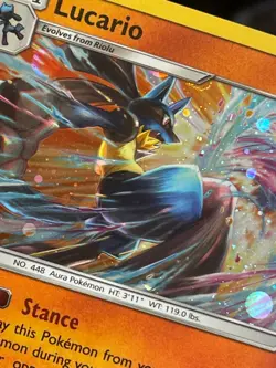POKEMON LUCARIO SM54 BLACK STAR PROMO COSMOS HOLOFOIL WITH HALF SWIRL NM CARD - Image 5
