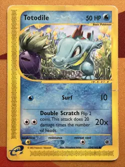 Pokemon Card - Totodile - E-Reader - Common (134/165) Expedition Base Set *DMG* - Image 1