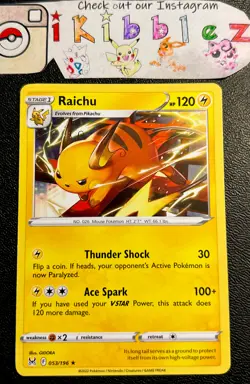 Raichu 053/196 NM Non Holo Foil Adorable Heart Art Lost Origin Pokemon Card! - Image 1