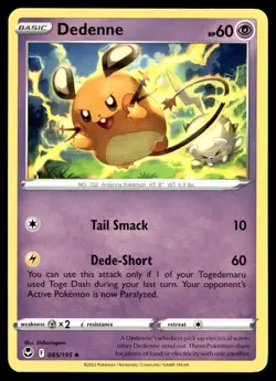 Dedenne 85/195 Pokemon Card Silver Tempest Uncommon 60 HP Near Mint W18 - Image 1