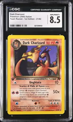 CGC 8.5 Dark Charizard Italian Team Rocket 1st Edition 21/82 Pokemon Card - Image 1