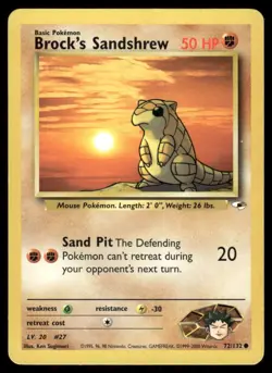 Pokemon Cards Brock's Sandshrew 72/132 Unlimited Gym Heroes WOTC Common LP - Image 1
