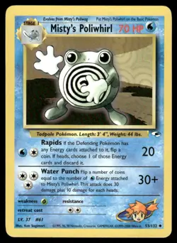 Pokemon Cards Misty's Poliwhirl 53/132 Unlimited Gym Heroes WOTC Uncommon NM - Image 1