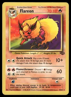 Pokemon Cards Flareon 19/64 Unlimited Jungle WOTC Rare LP - Image 1