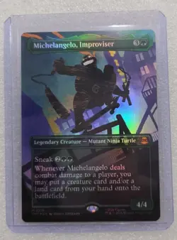 Michelangelo, Improviser (Borderless) [Teenage Mutant Ninja Turtles] Foil Near M - Image 1
