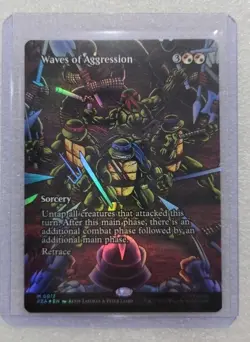 Waves of Aggression - Foil - Borderless Teenage Mutant Ninja Turtles MTG - Image 1