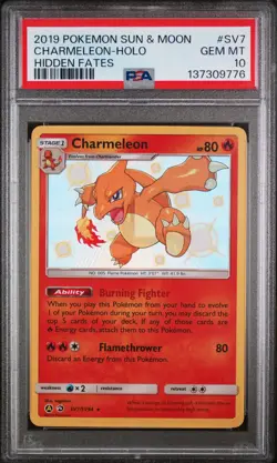 2019 POKEMON SUN & MOON HIDDEN FATES #SV7 CHARMELEON-HOLO PSA 10 - Image 1