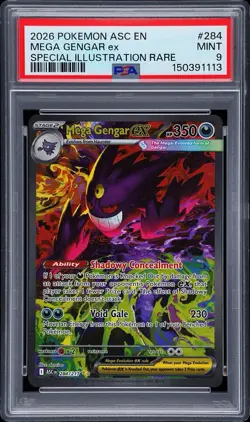 2026 POKEMON ASCENDED HEROS SPECIAL ILLUSTRATION RARE #284 MEGA GENGAR EX PSA 9 - Image 1