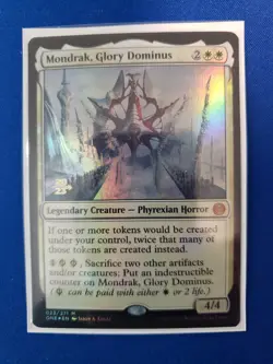 MTG Mondrak, Glory Dominus Prerelease Card Phyrexia: All Will Be One Foil NM - Image 1