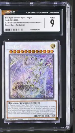 Yugioh Card 1st Ed. Blue Eyes Ultimate Spirit Dragon Secret R CGC 9, SDWD-EN043 - Image 1