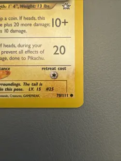 Pokemon TCG Pikachu Neo Genesis 1st Edition Card 70/111 - MINT CONDITION - Image 5