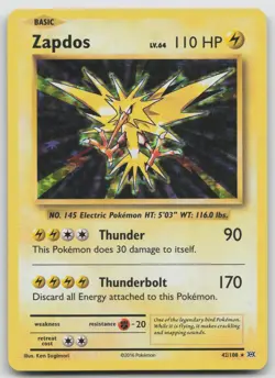 Zapdos 42/108 XY - Evolutions Holo Rare Pokemon TCG Card - Image 1